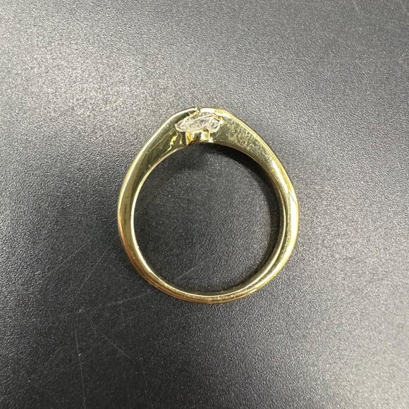 Vintage Ring Gold Tone Two White Rhinestones Retro Modern About Size 7.5 - Picture 2 of 8